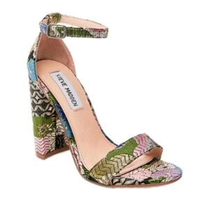 STEVE Madden Carrson Block-Heel Floral Fabric Wrapped Heeled Sandals Size 7